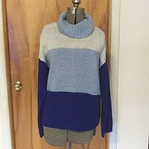 Sweater, dark blue, light blue, white, Alison Andrews, large